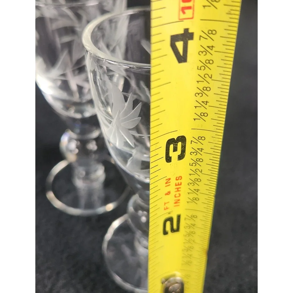 1940s Bryce Autumn Leaf Etched Aperitif / Cordial Glasses Set Of  4